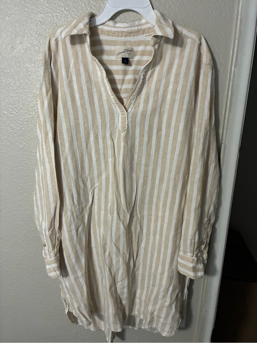 Universal Thread Beige & White Striped Mini Dress